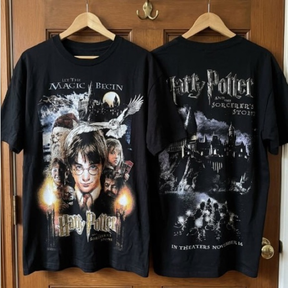 Harry Potter Sorcerer's Stone Black Graphic Tee - Front & Back Print